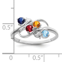 14k White Gold Polished 4-Stone Mothers Ring Mounting-XMR14/4W
