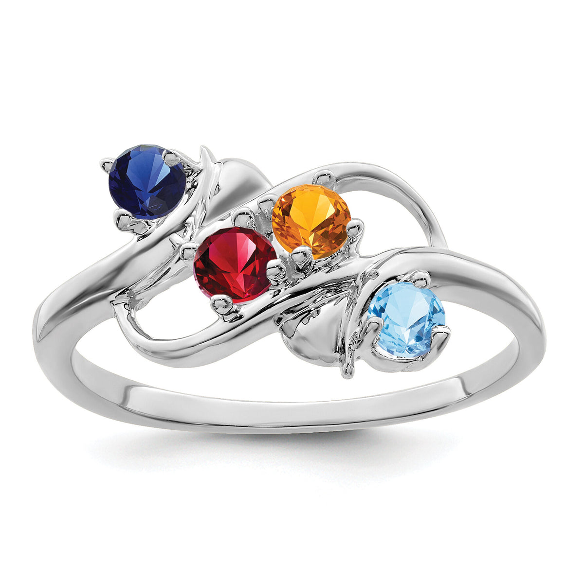 14k White Gold Polished 4-Stone Mothers Ring Mounting-XMR14/4W