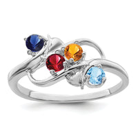 14k White Gold Polished 4-Stone Mothers Ring Mounting-XMR14/4W