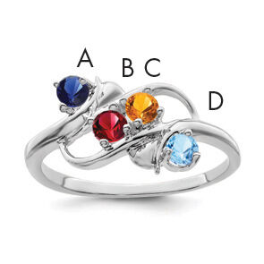14k White Gold Polished 4-Stone Mothers Ring Mounting-XMR14/4W
