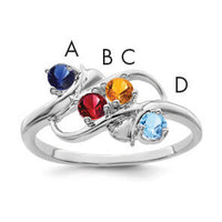 14k White Gold Polished 4-Stone Mothers Ring Mounting-XMR14/4W