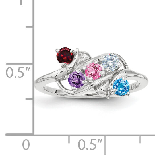 14k White Gold Polished 5-Stone Mothers Ring Mounting-XMR14/5W