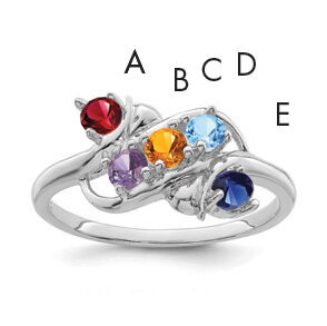 14k White Gold Polished 5-Stone Mothers Ring Mounting-XMR14/5W