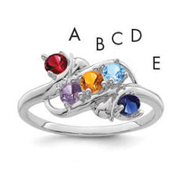 14k White Gold Polished 5-Stone Mothers Ring Mounting-XMR14/5W
