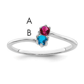 14k White Gold Polished 2-Stone Mothers Ring Mounting-XMR15/2W