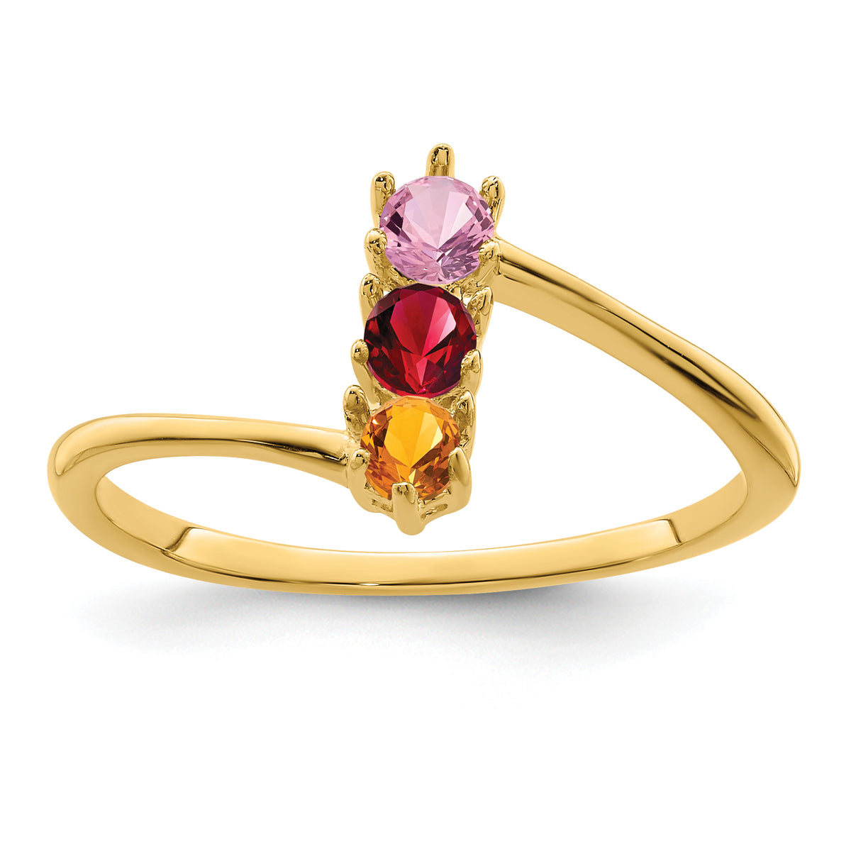 14k Polished 3-Stone Mothers Ring Mounting-XMR15/3-7