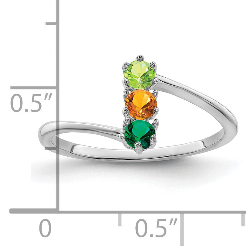 14k White Gold Polished 3-Stone Mothers Ring Mounting-XMR15/3W