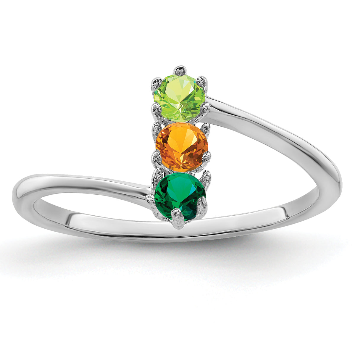 14k White Gold Polished 3-Stone Mothers Ring Mounting-XMR15/3W-7