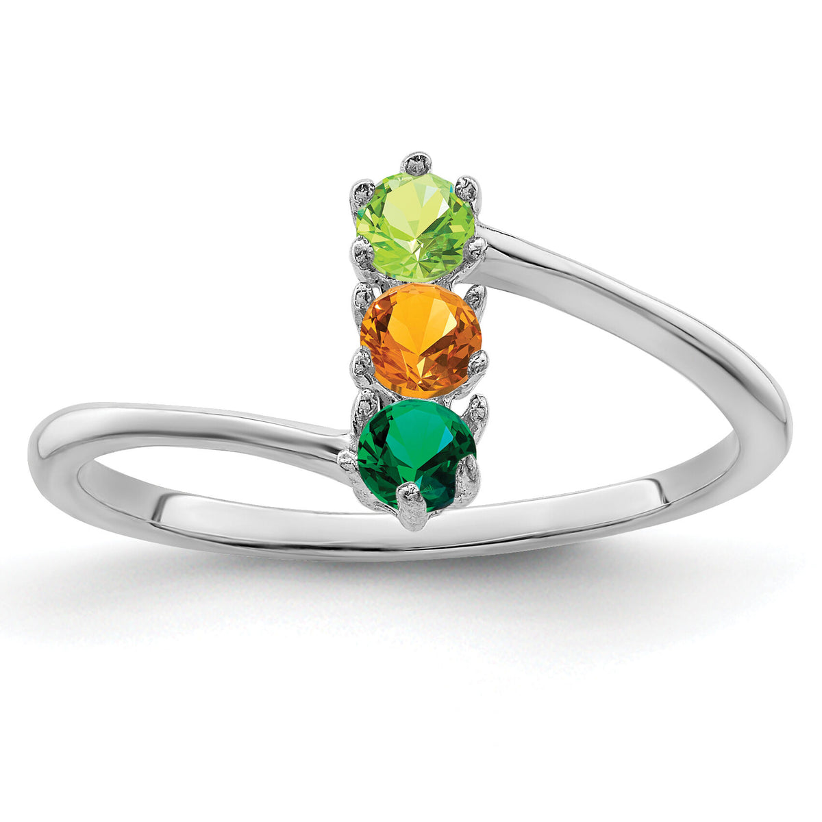 14k White Gold Polished 3-Stone Mothers Ring Mounting-XMR15/3W
