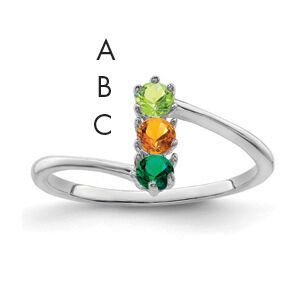 14k White Gold Polished 3-Stone Mothers Ring Mounting-XMR15/3W