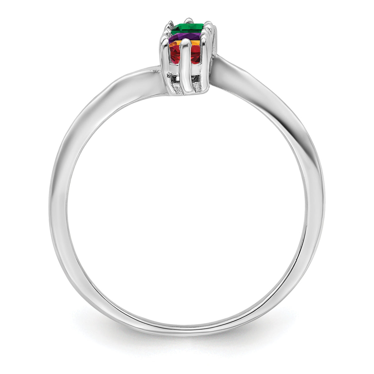 14k White Gold Polished 4-Stone Mothers Ring Mounting-XMR15/4W