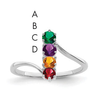 14k White Gold Polished 4-Stone Mothers Ring Mounting-XMR15/4W