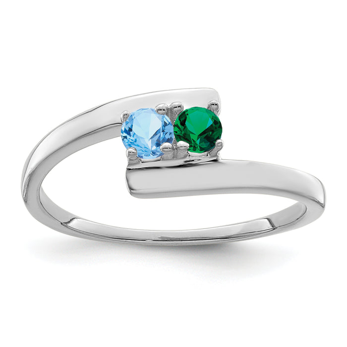 14k White Gold Polished 2-Stone Mothers Ring Mounting-XMR16/2W-7