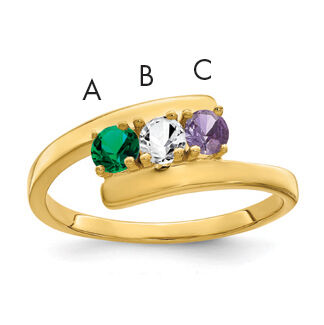 14k Polished 3-Stone Mothers Ring Mounting-XMR16/3