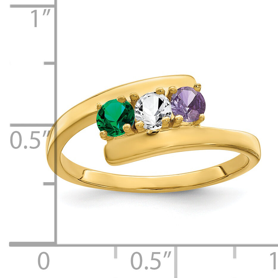 14k Polished 3-Stone Mothers Ring Mounting-XMR16/3