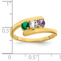14k Polished 3-Stone Mothers Ring Mounting-XMR16/3