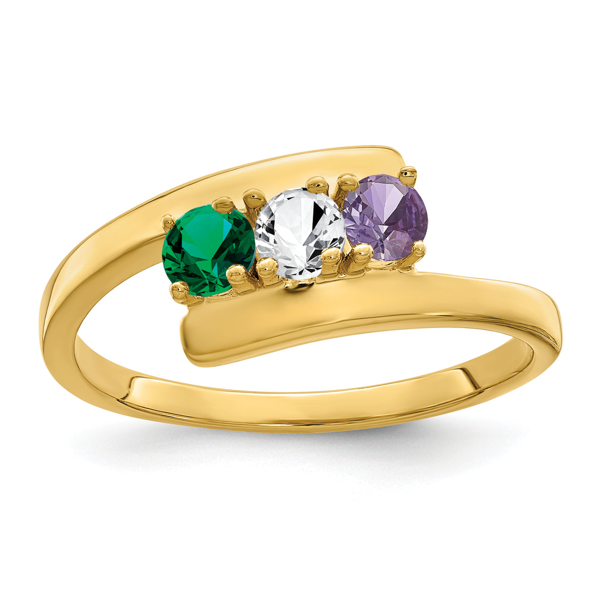 14k Polished 3-Stone Mothers Ring Mounting-XMR16/3-7