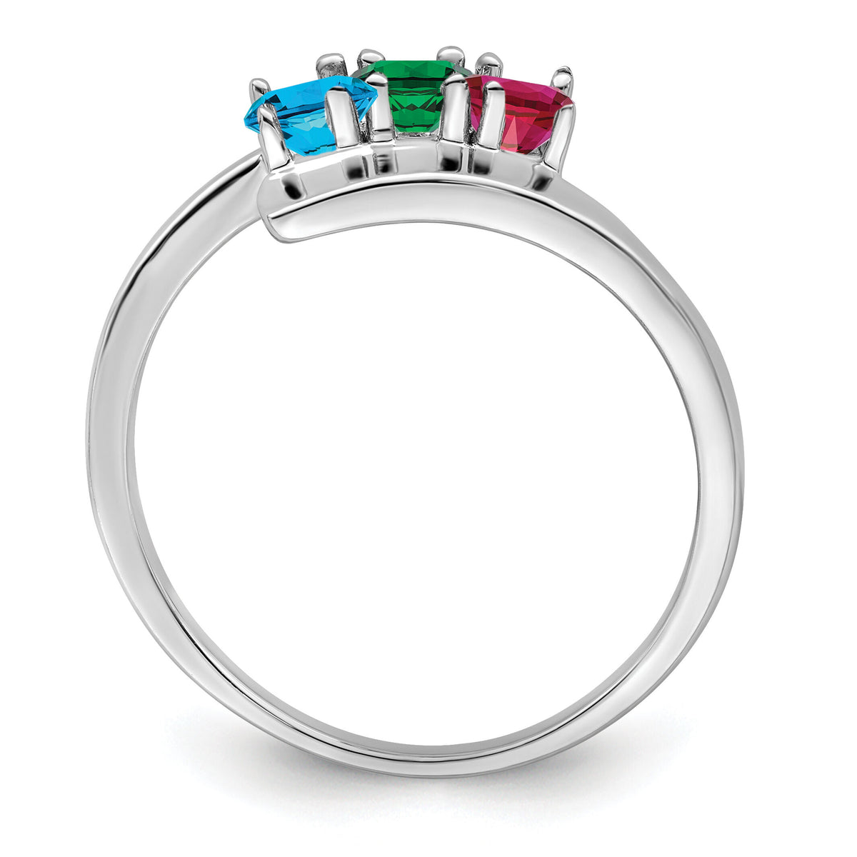 14k White Gold Polished 3-Stone Mothers Ring Mounting-XMR16/3W