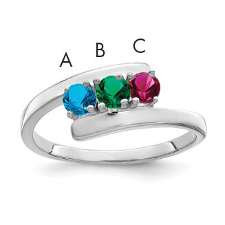 14k White Gold Polished 3-Stone Mothers Ring Mounting-XMR16/3W