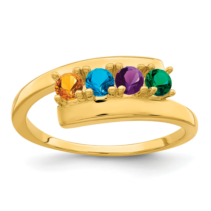 14k Polished 4-Stone Mothers Ring Mounting-XMR16/4-7