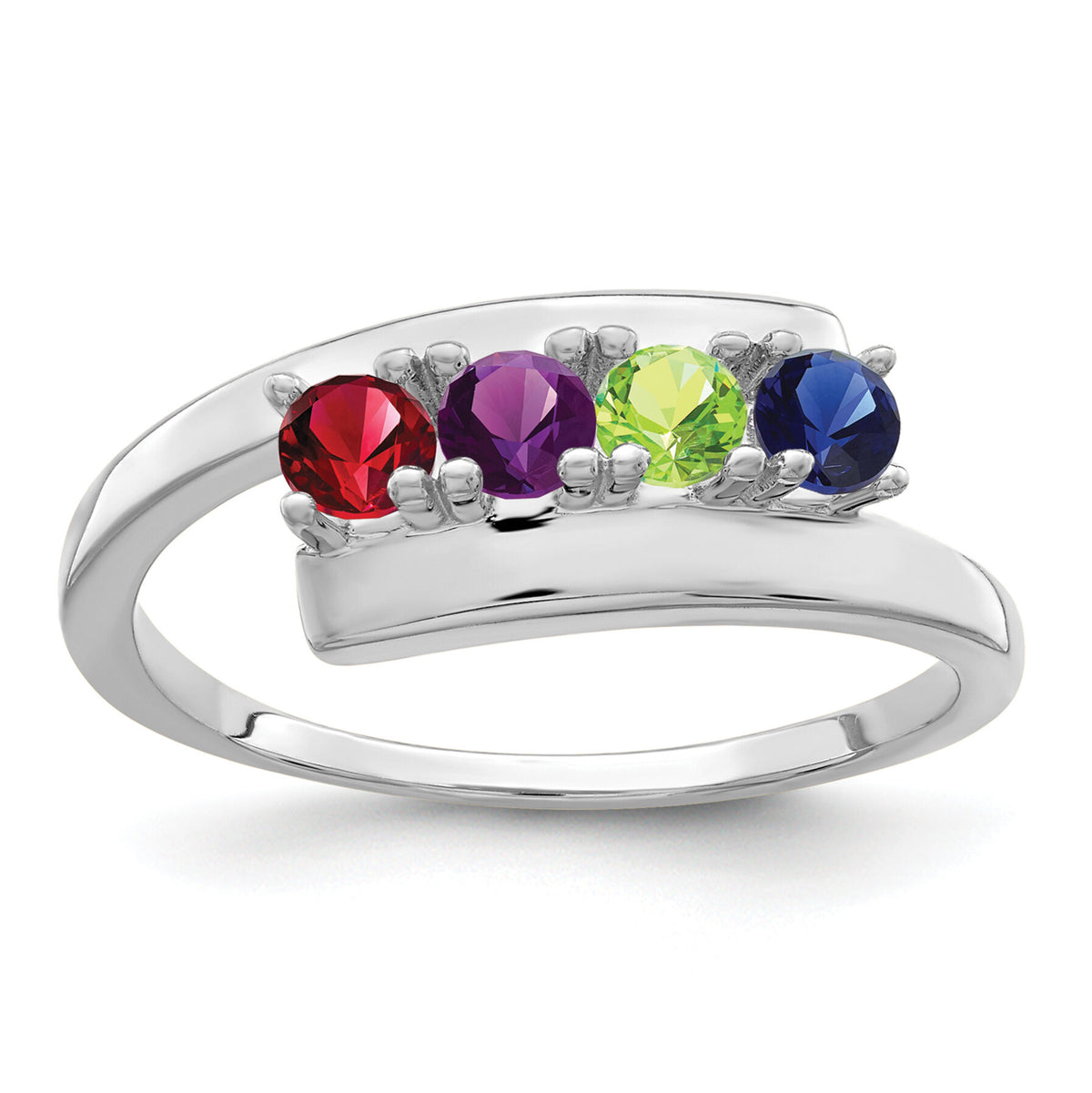 14k White Gold Polished 4-Stone Mothers Ring Mounting-XMR16/4W