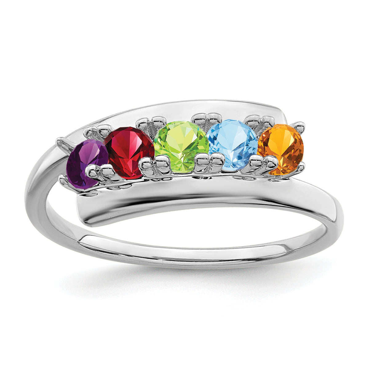 14k White Gold Polished 5-Stone Mothers Ring Mounting-XMR16/5W-7