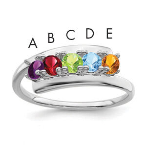 14k White Gold Polished 5-Stone Mothers Ring Mounting-XMR16/5W
