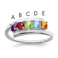 14k White Gold Polished 5-Stone Mothers Ring Mounting-XMR16/5W