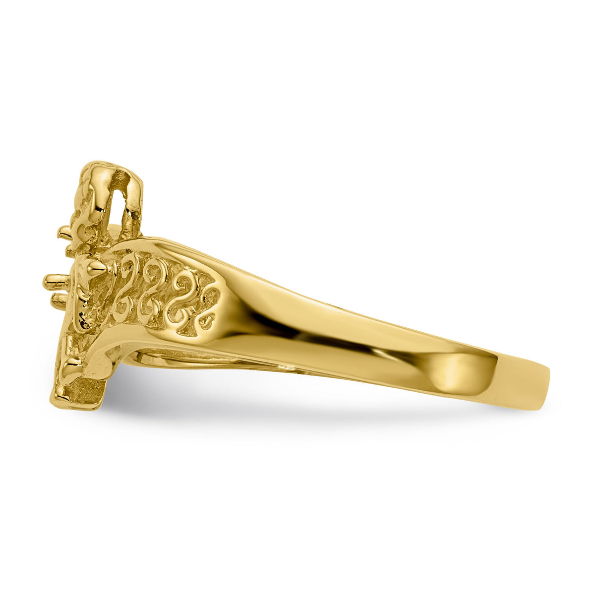 14k Polished 1-Stone Mothers Ring with Angel on Band Mounting-XMR18/1