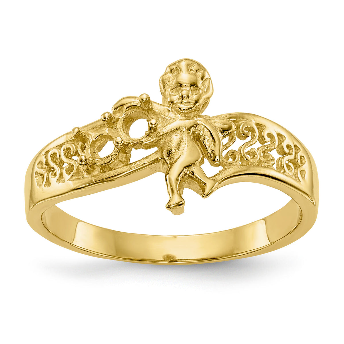 14k Polished 2-Stone Mothers Ring with Angel on Band Mounting-XMR18/2