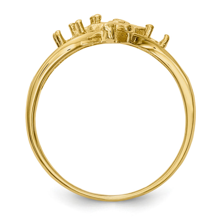 14k Polished 3-Stone Mothers Ring with Angel on Band Mounting-XMR18/3