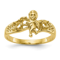 14k Polished 3-Stone Mothers Ring with Angel on Band Mounting-XMR18/3