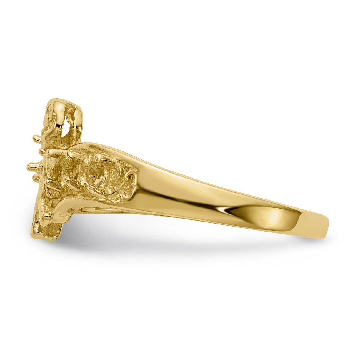 14k Polished 4-Stone Mothers Ring with Angel on Band Mounting-XMR18/4