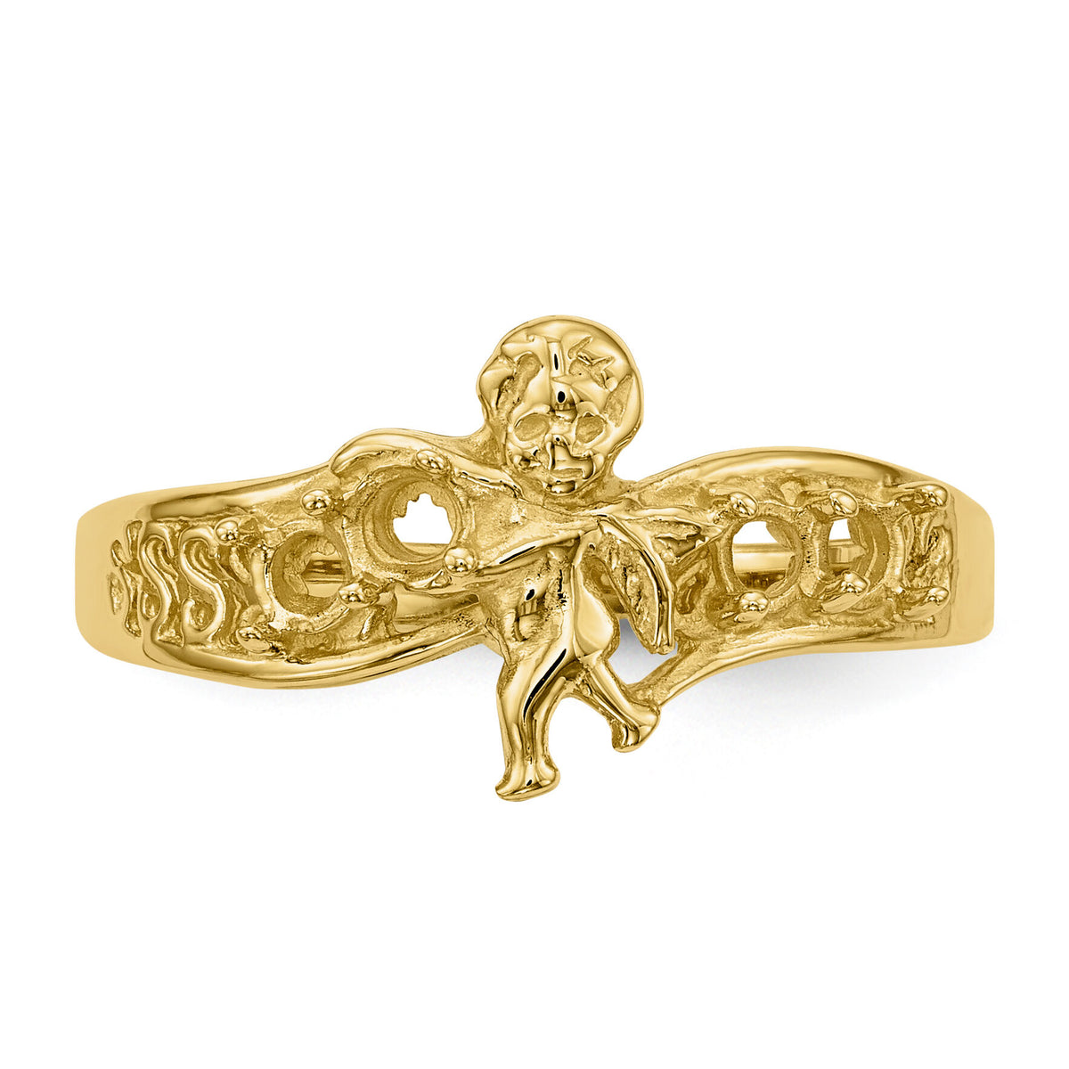 14k Polished 4-Stone Mothers Ring with Angel on Band Mounting-XMR18/4
