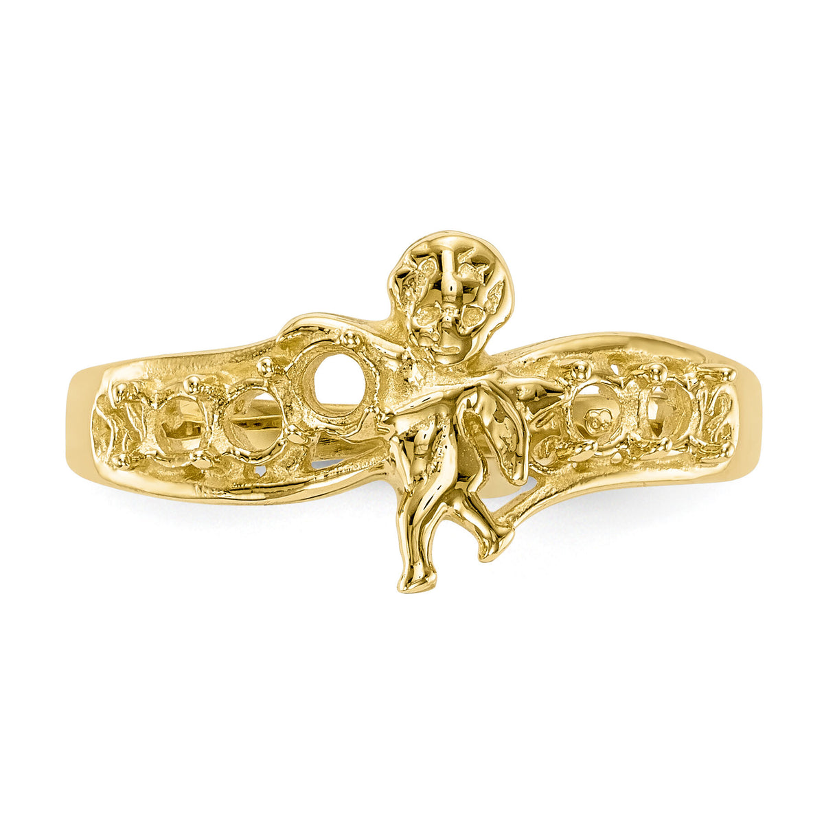 14k Polished 5-Stone Mothers Ring with Angel on Band Mounting-XMR18/5
