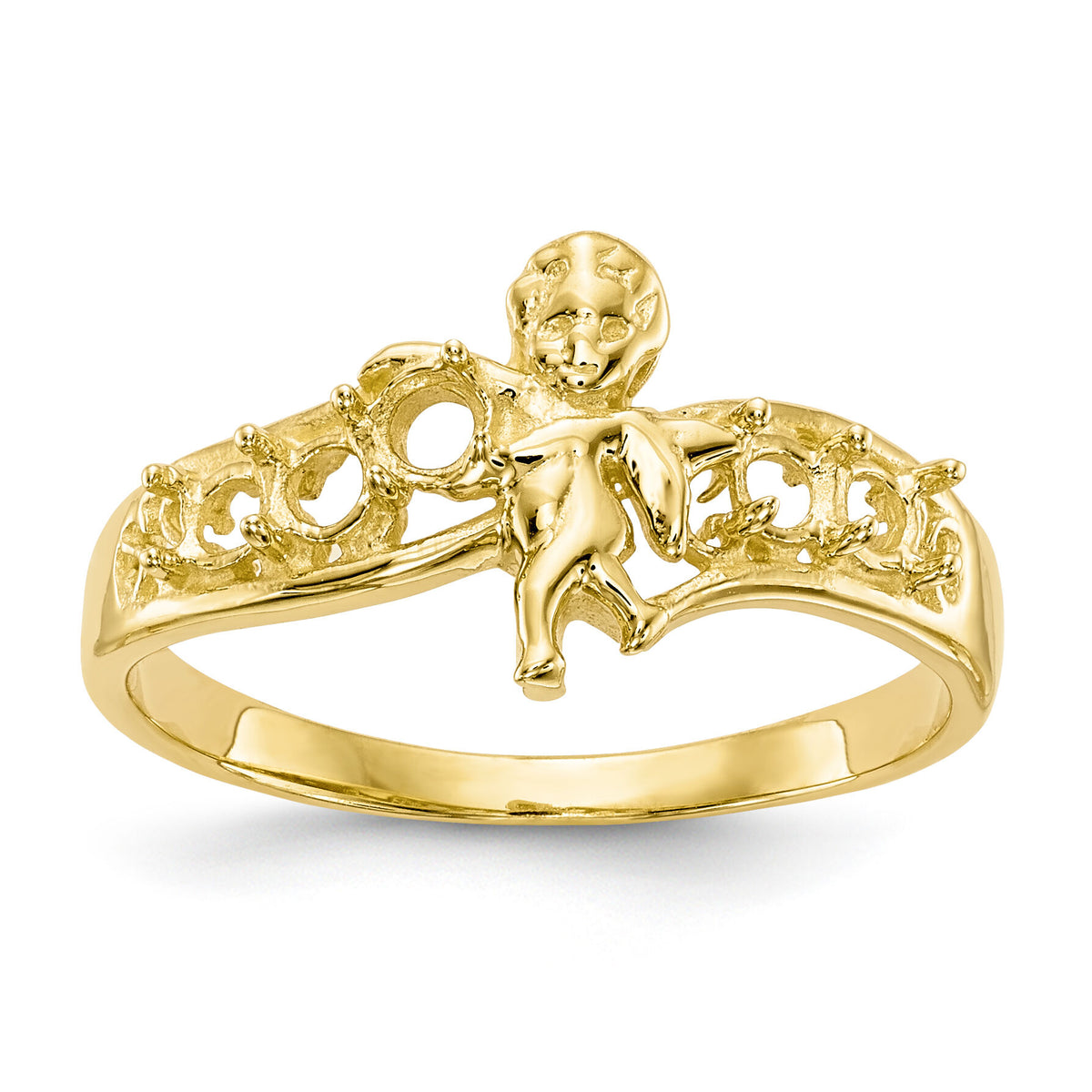 14k Polished 5-Stone Mothers Ring with Angel on Band Mounting-XMR18/5