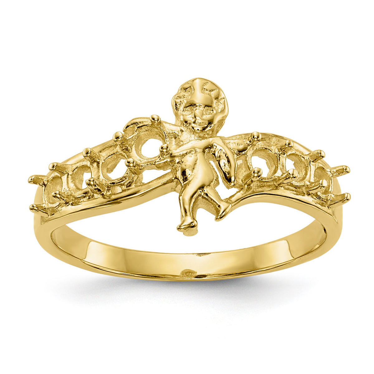 14k Polished 7-Stone Mothers Ring with Angel on Band Mounting-XMR18/7