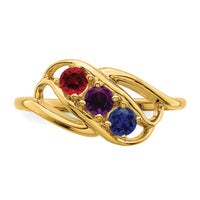 14k Polished 3-Stone Mothers Ring Mounting-XMR1/3