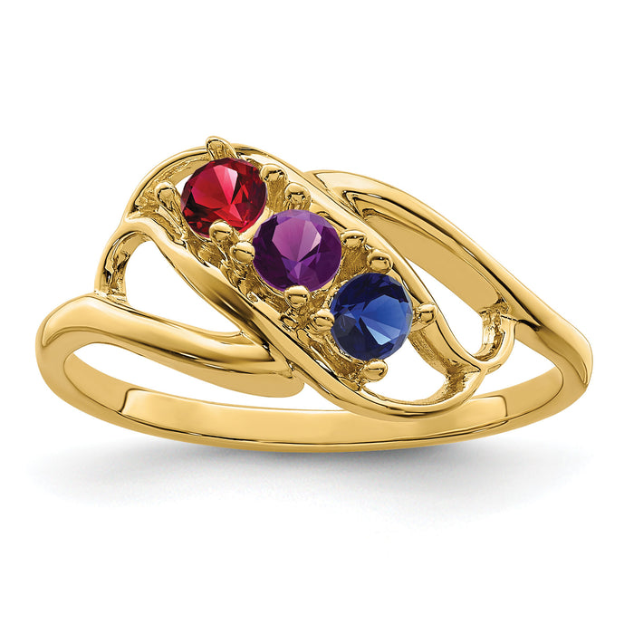 14k Polished 3-Stone Mothers Ring Mounting-XMR1/3