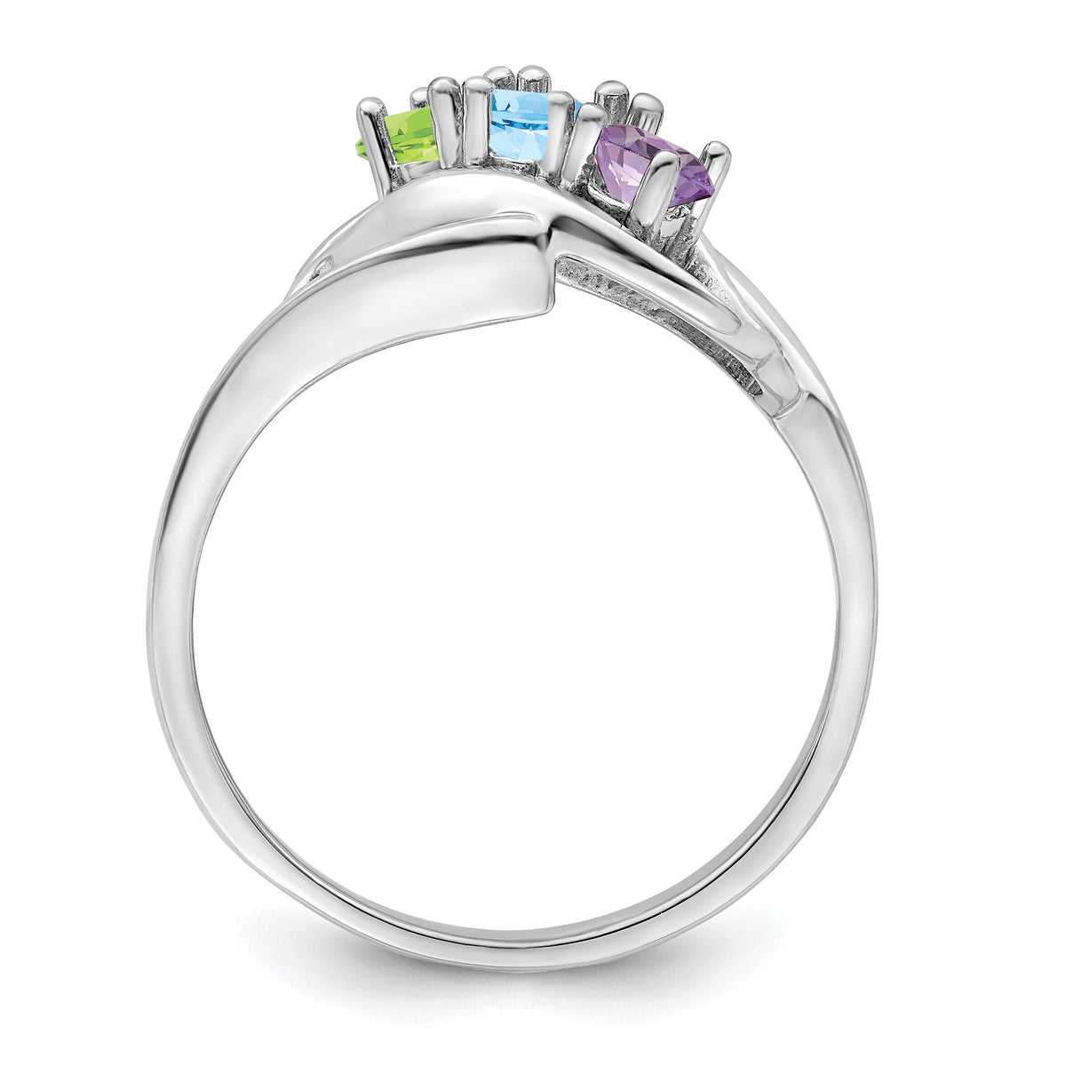 14k White Gold Polished 3-Stone Mothers Ring Mounting-XMR1/3W