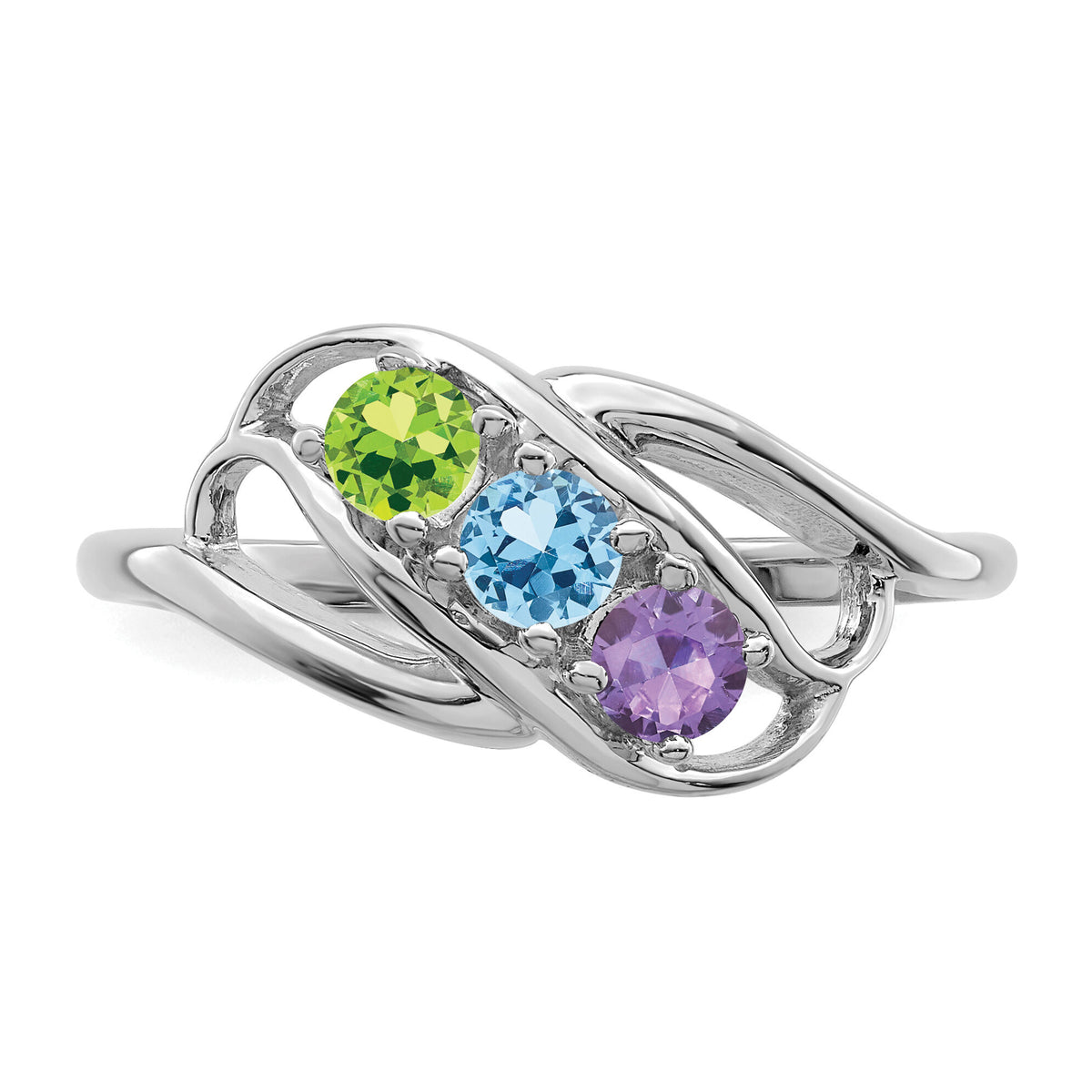 14k White Gold Polished 3-Stone Mothers Ring Mounting-XMR1/3W