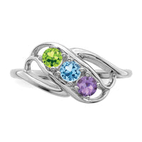 14k White Gold Polished 3-Stone Mothers Ring Mounting-XMR1/3W