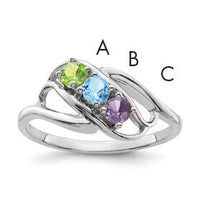 14k White Gold Polished 3-Stone Mothers Ring Mounting-XMR1/3W
