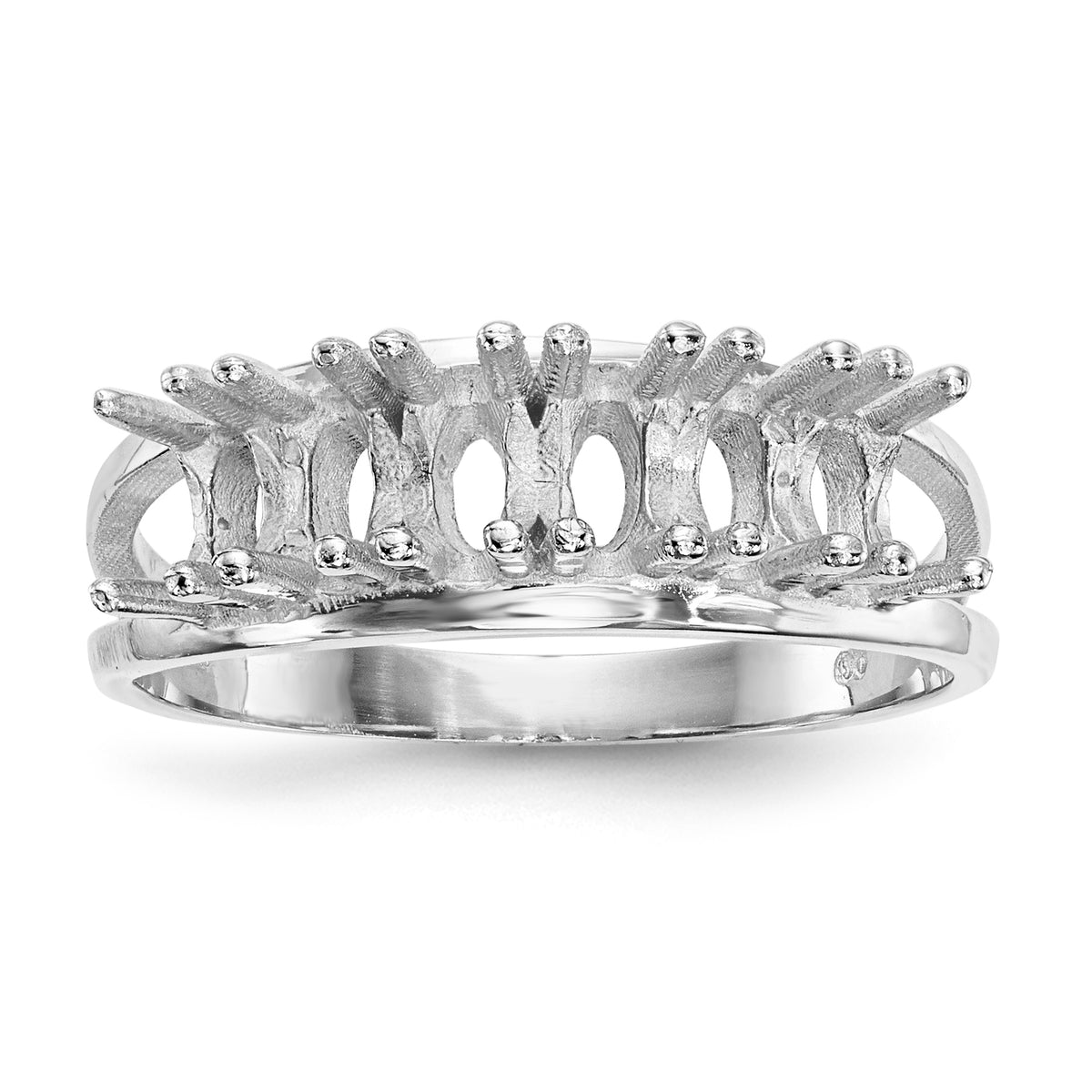 14k White Gold Polished 6-Stone Mothers Ring Mounting-XMR2/6W-7