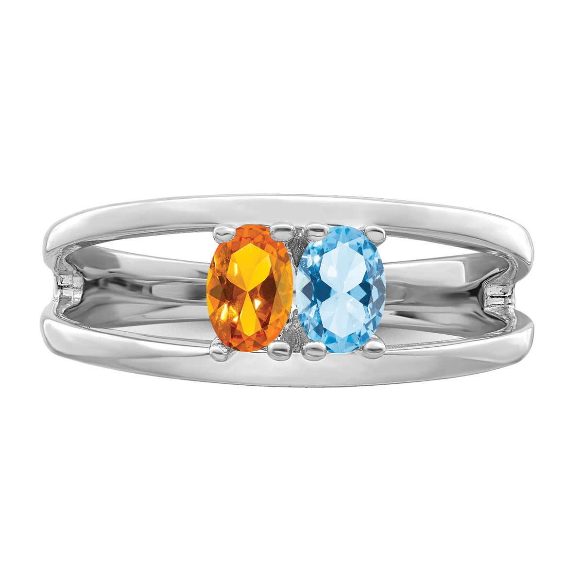 14k White Gold Polished 2-Stone Mothers Ring Mounting-XMR2/2W