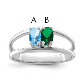 14k White Gold Polished 2-Stone Mothers Ring Mounting-XMR2/2W
