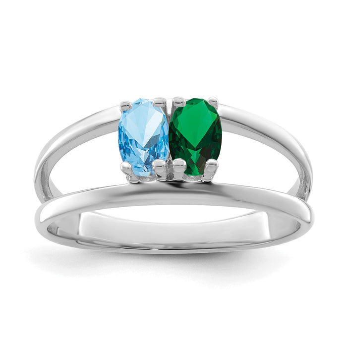 14k White Gold Polished 2-Stone Mothers Ring Mounting-XMR2/2W