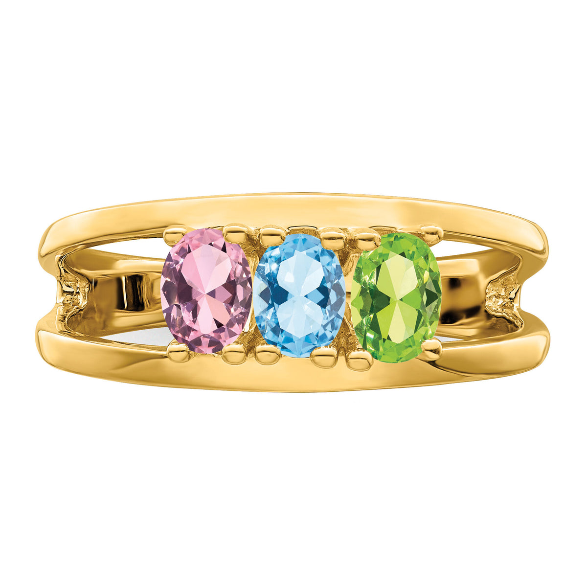 14k Polished 3-Stone Mothers Ring Mounting-XMR2/3