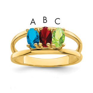 14k Polished 3-Stone Mothers Ring Mounting-XMR2/3