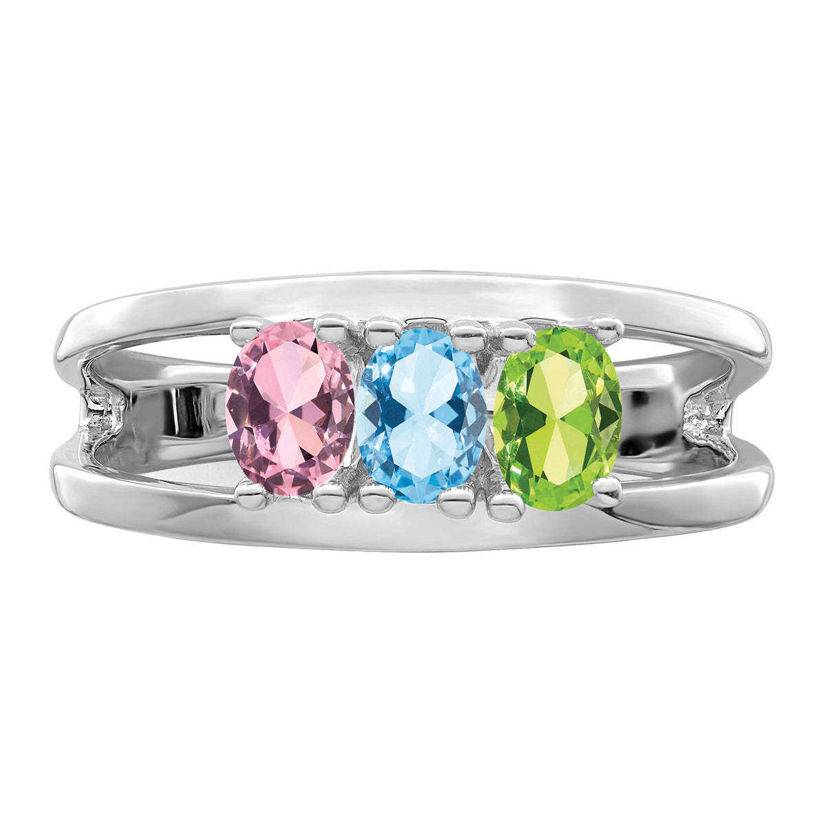 14k White Gold 3 Stone Mother's Ring Mounting-XMR2/3W